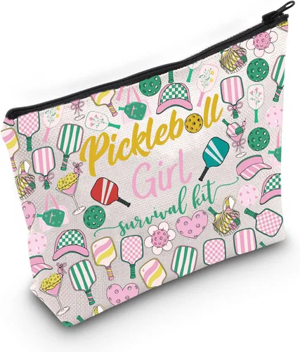 Vista 7 de WZMPA Bolsa de maquillaje cosmética para niña de Pickleball Player, kit de supervivencia de pickleball para niña, regalo de entrenamiento de Chica