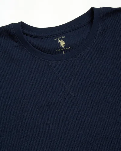 Vista 4 de U.S. Polo Assn. Conjunto de pijama térmico para hombre, camiseta de punto gofre y pantalones largos de John, caja de regalo