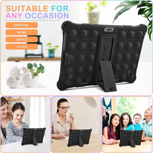 Vista 8 de DETUOSI Winsing 10 - Funda de silicona compatible con Dragon Touch Notepad K10, funda universal para tablet de 10 pulgadas, funda protectora Negro