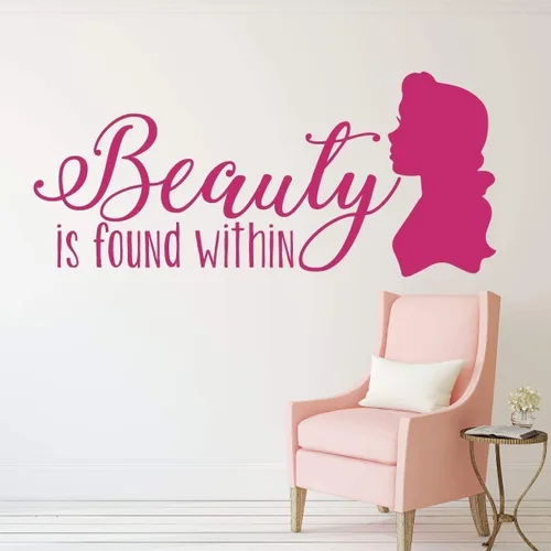 Vista 6 de Beauty and the Beast Decoration - Beauty is Found Within Quote from Belle - Children and Teen Home Decor for Bedroom, Girl's Room, Nursery, Bathroom