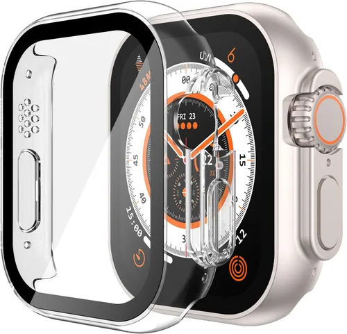 Vista 54 de Misxi Juego de 2 Fundas de Vidrio Templado Compatibles con Apple Watch Series 3 y Series 2 de 1.496 Pulgadas, Protector de Pantalla de Policarbonato