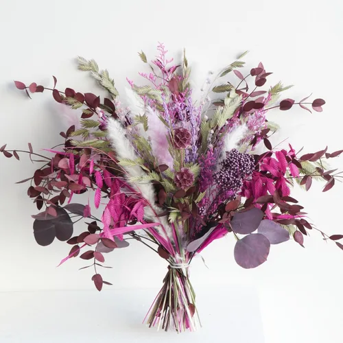 Vista 8 de Ramo de flores secas naturales, decoración de hierba de las pampas con plantas preservadas, arreglos florales rústicos bohemios para centros de mesa