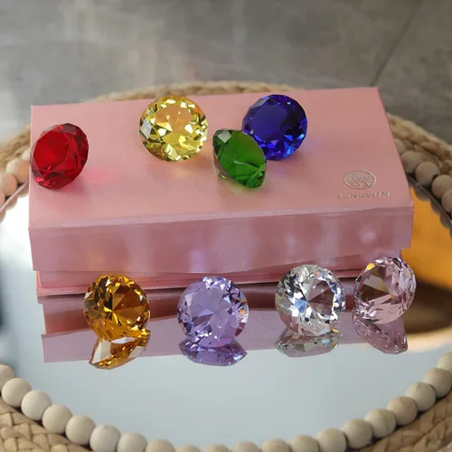 Vista 6 de LONGWIN Pisapapeles de diamante de cristal de 30 mm (1.2 pulgadas), gemas de pirata, piedra de nacimiento, decoraciones de mesa de Navidad, idea