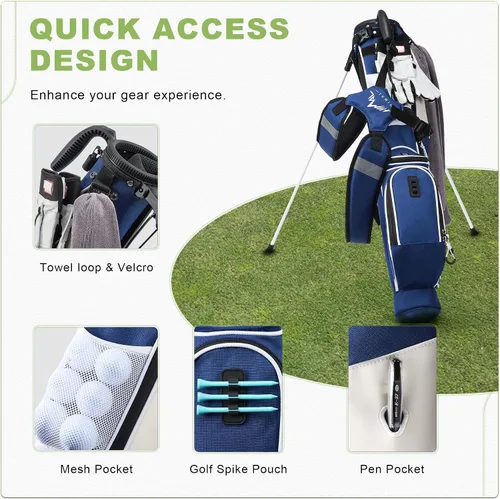 Vista 6 de Bolsa de golf ligera con soporte para transportar – Bolsa de golf fácil de llevar y duradera para Pitch n Putt para el campo de práctica, Par 3