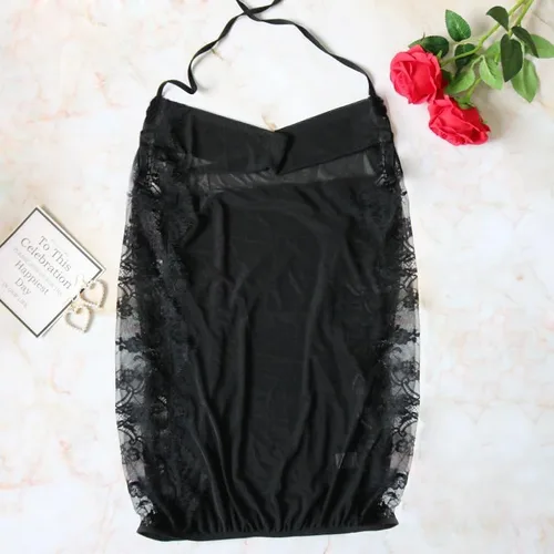 Vista 2 de Lencería de talla grande para mujer, lencería sexy, conjunto de ropa de dormir de encaje, camisón negro