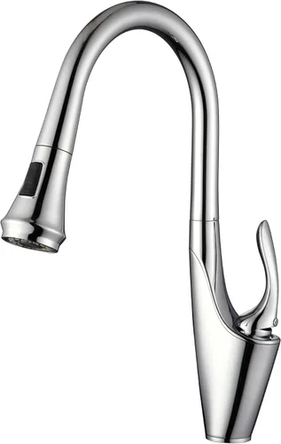 Vista 10 de sumerain Grifo de cocina de un solo orificio con rociador extraíble, grifo de fregadero de cocina de acero inoxidable de una sola manija, cromo