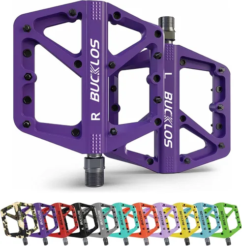 Vista 13 de BUCKLOS Pedales de Bicicleta de Montaña MTB Pedales Planos, Bicicleta de Carretera para Adultos Plataforma Grande Pedal Antideslizante de Nylon