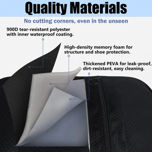 Vista 8 de Aosbos Bolsas de zapatos de 2 capas para viajes con funda de carretilla, bolsa portátil para almacenamiento de zapatos, cubos de embalaje de zapatos