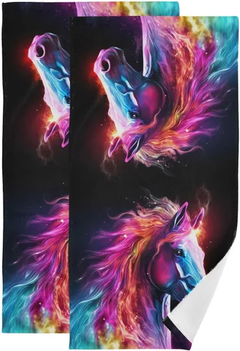 Vista 44 de Juego de 2 toallas de baño de color morado, remolques de mano de lobo, toallas de baño, toallas suaves y absorbentes para baño, cocina, gimnasio