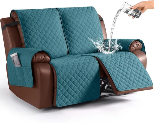 Vista 47 de KinCam Funda impermeable para sofá biplaza reclinable, funda antideslizante para sofá reclinable de 2 asientos, funda de sofá reclinable, protector