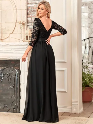 Vista 2 de Ever-Pretty - Vestido largo elegante para dama de honor, con cintura imperio, manga de 34, 07412