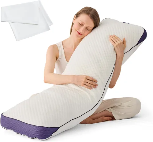 Vista 14 de HOMELAB Almohada ajustable de espuma viscoelástica triturada tamaño Queen, almohada de cama refrescante para dormir con funda extraíble, almohada