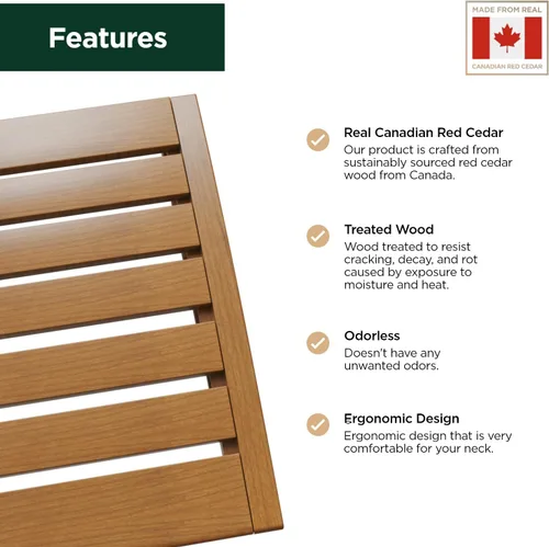 Vista 2 de Northwood Sauna - Reposacabezas de sauna - Hecho a mano con madera de cedro rojo canadiense - Almohada ergonómica para el cuello