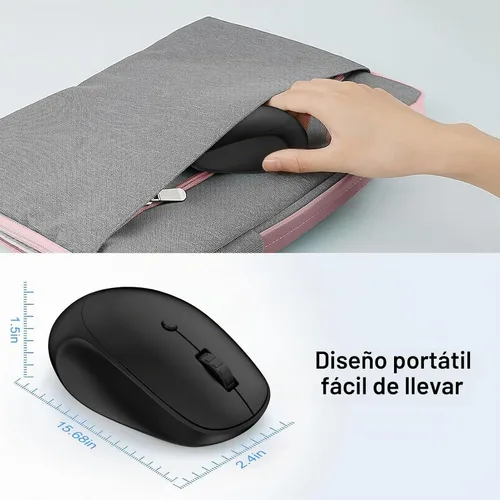 Vista 6 de Ratón inalámbrico, 2.4 G silencioso para computadora con receptor USB, 800/1200/1600 DPI, 4 botones, portátil óptico inalámbrico USB