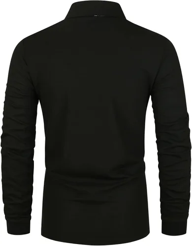 Vista 2 de GHYUGR Camisa de golf de manga larga para hombre con botones estilo informal con solapa