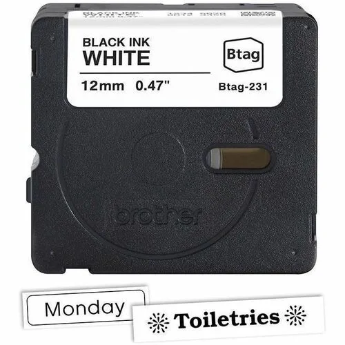 Vista 2 de BTAG231 12MM BLACK ON WHITE TAPE