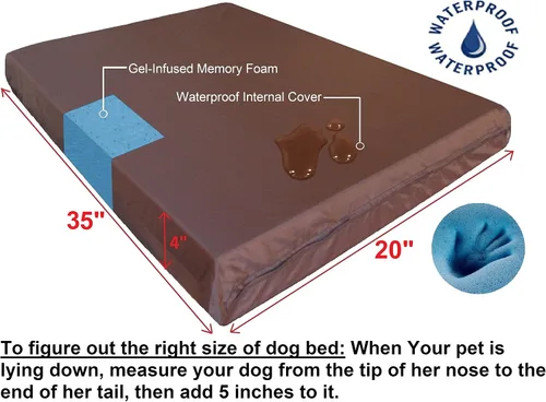 Vista 2 de Dogbed4less Cama de espuma de memoria para perros, ortopédica, con gel refrescante, forro impermeable con funda exterior duradera lavable