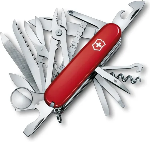 Vista 3 de Victorinox Swiss Champ Wood, Swiss Army, Cuchillo de bolsillo multifuncional 33 funciones, multiherramienta suiza, Elegant walnut wood scales with