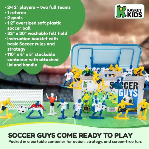 Vista 7 de Set de muñecos de fútbol Kasey Kids con 2 equipos completos y más para inspirar la imaginación con juego sin fin (para niños de 3 años o más)