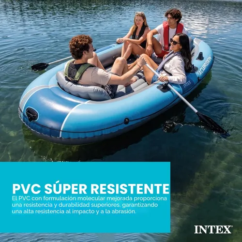 Vista 4 de INTEX Excursión 4-persona inflable barco de pesca río balsa conjunto con Azul