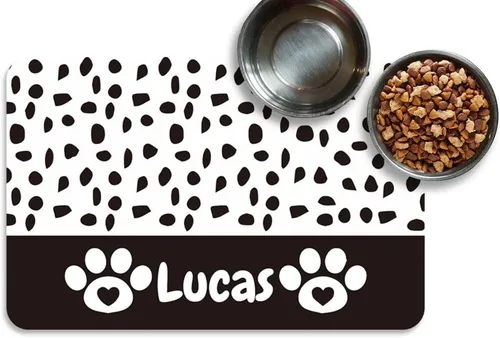 Vista 4 de Estera Personalizada para Comida de Perros y Gatos de PU Antideslizante en la Parte Inferior, Estera para Cuenco de Perros, Estera para Perros