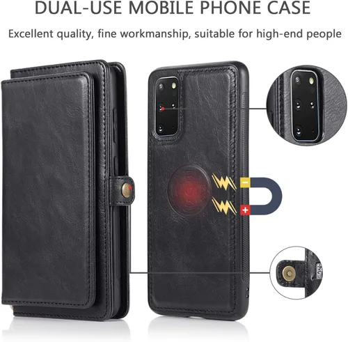 Vista 3 de Asuwish Funda para Samsung Galaxy S20 Plus/S20 Plus 5G - Funda con tapa con cartera, protector de pantalla de vidrio templado, correa