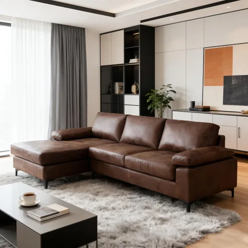 Vista 9 de VANOMi Sofá de piel sintética para sala de estar, sofás y sofás de 100 pulgadas con diván convertible de 3 plazas para sala de estar, apartamento