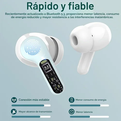Vista 2 de Auriculares inalámbricos, Bluetooth 5.4 Auriculares estéreo de alta fidelidad, auriculares Bluetooth