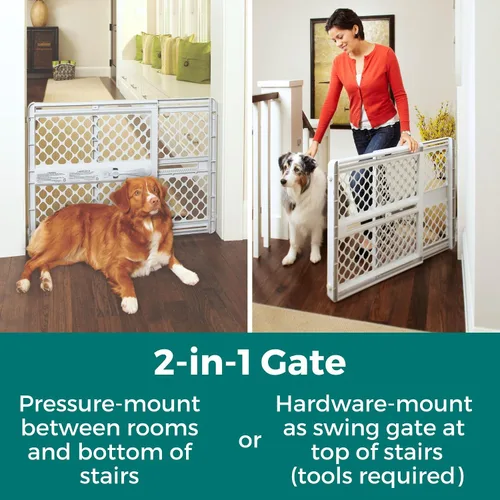 Vista 2 de MYPET Puerta universal para mascotas: 26" - 42" Puerta de perro de ancho para puertas con ajuste a presión o accesorios de puerta oscilante Tipos