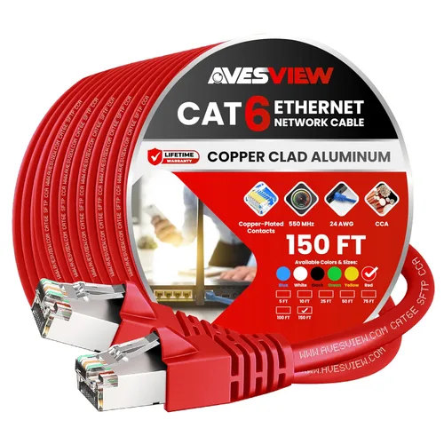 Vista 4 de Cable Ethernet blindado CAT 6 de 5 pies, para interiores de alta velocidad (SFTP) 10 Gbps blindado sin enganches, cable Ethernet de 5 pies para Negro