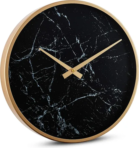 Vista 3 de Bernhard Products Reloj de pared moderno de 13 pulgadas, silencioso, silencioso, sin tictac, decorativo, elegante, aspecto de mármol negro y marco