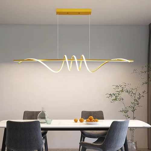 Vista 2 de Modern 59inch Led Chandeliers for Dining Room, Dimmable 3000k~6500k Remote Control Gold Spiral Shape Pendant Lights 50w Height Adjustable Hanging