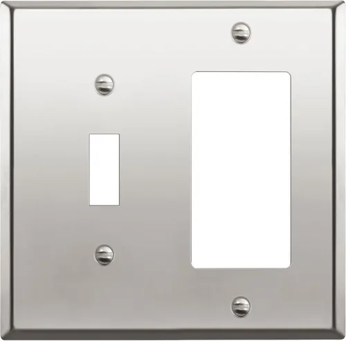 Vista 9 de ENERLITES - Placa de pared combinada para interruptor de palanca y enchufe decorativo, cubierta de acero inoxidable 201, resistente a la corrosión