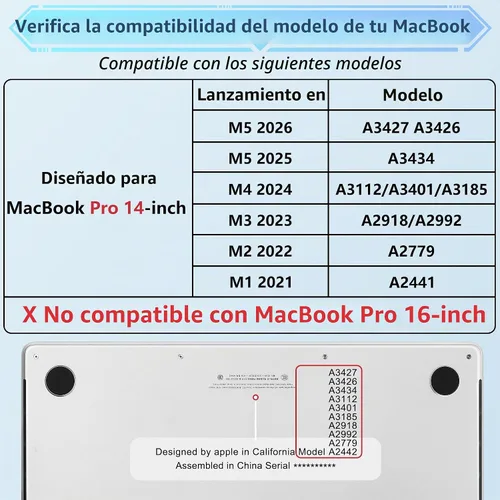 Vista 2 de Tuiklol - Funda para MacBook Pro de 14 pulgadas, versión 2026, 2025, 2024 Noche bosque oscuro