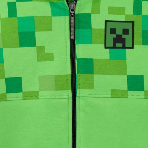 Vista 2 de Minecraft Sudadera con capucha Creeper para niño forro polar verde con licencia oficial de star wars silent one crew