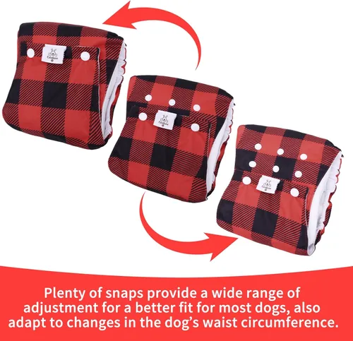 Vista 5 de CuteBone - Pañales lavables para perro macho con broches, reutilizables, 3 unidades por paquete, banda para la barriga para perros machos