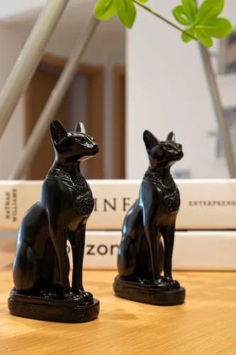 Vista 7 de EASCHEER Estatua de diosa egipcia de gato Bastet Decoración egipcia 1 pieza (10.7 cm Negro)
