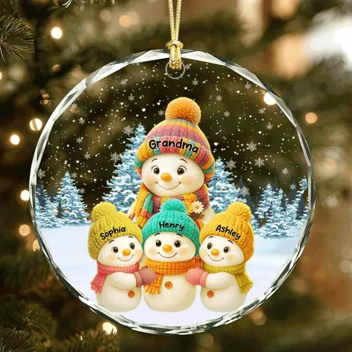 Vista 9 de DILYPOD Adorno Personalizado de Muñeco de Nieve de Abuela, Adorno Personalizado de Nana o Mimi con Nombres de Nietos, Regalos de Navidad