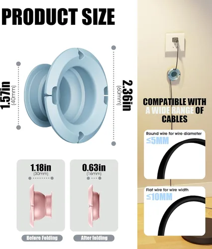 Vista 2 de Organizador de cargador plegable para cable de carga, compatible con bloque de cargador USB C, cargador de MacBook, cables de carga de PC, elementos