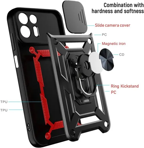 Vista 2 de CCSmall Para Motorola Edge 20 Lite Case Slide Camera Cover SJ Negro