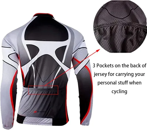 Vista 4 de ZEROBIKE Hombre al aire libre transpirable deportes manga larga ciclismo Jersey y 3D acolchado tirantes medias babero pantalones conjunto