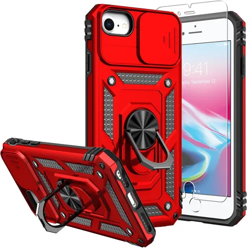 Vista 9 de Funda para iPhone SE 2022/3rd/2020 8/7, con protector de pantalla y funda para cámara, [grado militar] de 16 pies. Funda protectora a prueba de Azul