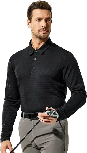 Vista 5 de MIER Men's Quick Dry Polo Shirts Long Sleeve Polyester Casual Golf Shirts Soft Collared Shirts
