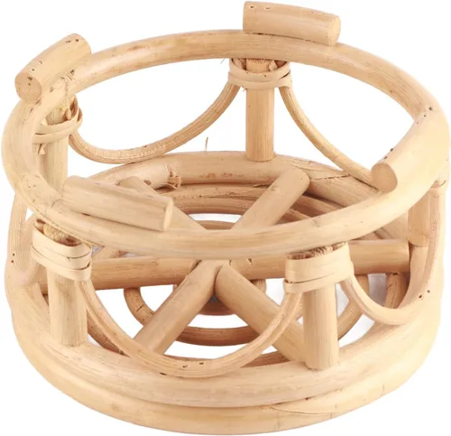 Vista 4 de Soporte para plantas de interior de ratán, 4 soportes de ratán de mimbre para patio (15.0 x 5.9 x 8.3 in)