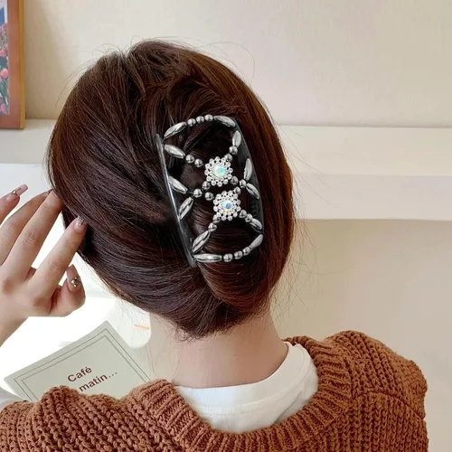 Vista 6 de Quacc 2 peines mágicos para el cabello, con cuentas elásticas, pinzas de doble cara, peine para el cabello para mujeres y niñas, accesorios