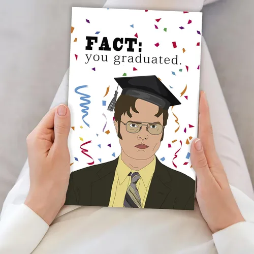 Vista 6 de BENNLOOS Divertida tarjeta de graduación de regalo para él y ella, divertida tarjeta de graduación de la oficina de Dwight, The Office Fact: You