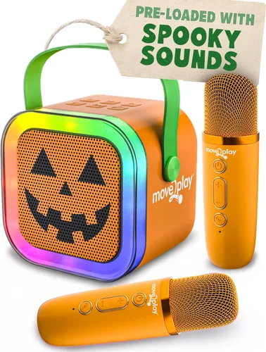 Vista 16 de Move2Play, Mini máquina de karaoke para niños Más de 20 canciones integradas Altavoz Bluetooth con micrófonos Efectos de voz Juguete musical