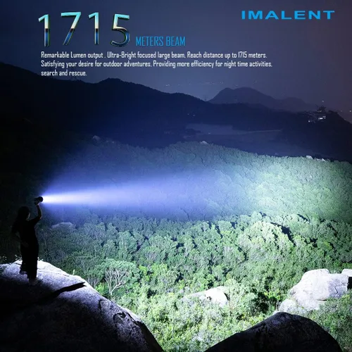 Vista 2 de IMALENT SR16 - Linterna recargable de 55000 lúmenes, reflector LED de 5600 pies de largo, USB-C de carga rápida impermeable con mango para rescate