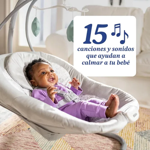 Vista 3 de Graco Simple Sway - Columpio para bebé, balanceo de lado a lado, columpio infantil con 6 velocidades, vibración, Abbington