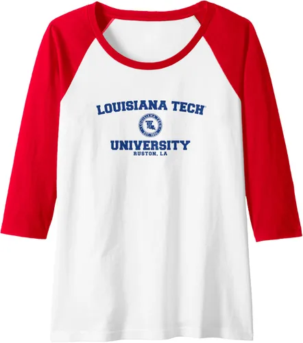 Vista 15 de Louisiana Tech Bulldogs Circle Logo Raglan Baseball Tee